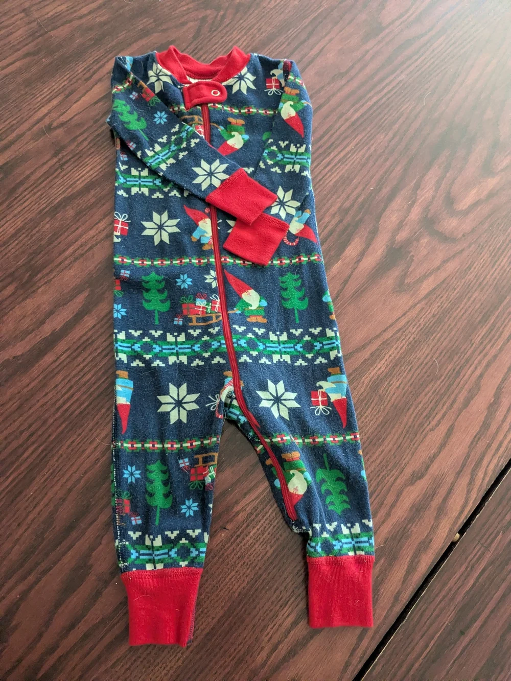 Hanna Andersson Kids Holiday Zip Pajamas - Green & Navy 12-18 months